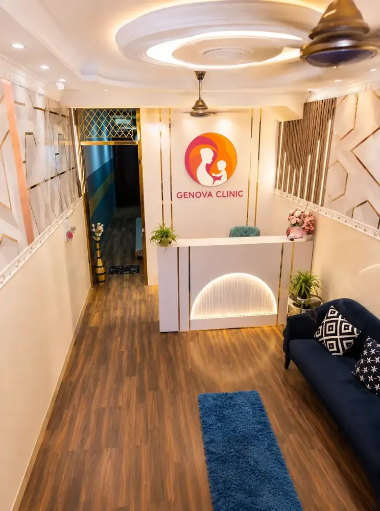 Inside Genova Clinic — modern reception and waiting area, Malviya Nagar South Delhi